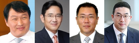 최태원 SK 회장, 이재용 삼성전자 부회장, 정의선 현대자동차그룹 수석부회장, 구광모 LG 회장. 매일신문DB