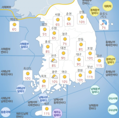 새해 첫 주말인 4일 오후 기상청의 전국 날씨 예보. 기상청 제공