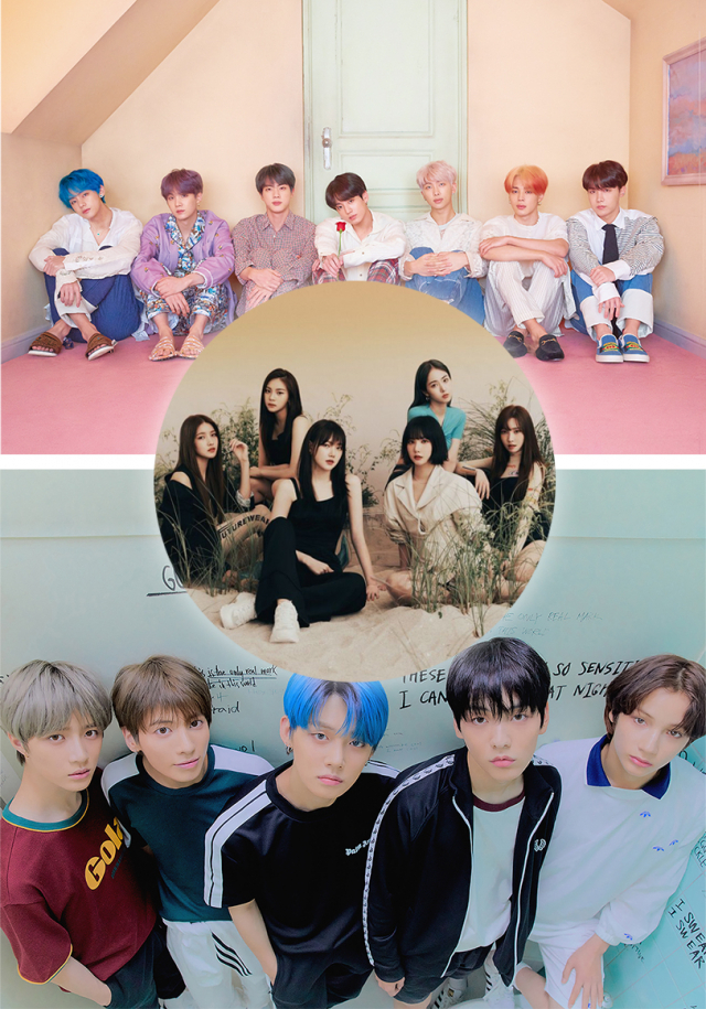 ▲ 방탄소년단, 여자친구, 투모로우바이투게더. 박소현 웹 디자이너.