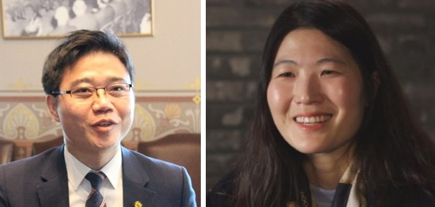 한국당이 탈북자 인권운동가 지성호 씨(왼쪽)과 전 테니스 선수 김은희 씨를 영입하기로 했다.