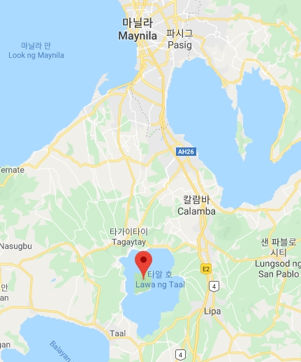필리핀 마닐라 따알 화산 위치. 구글맵