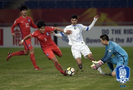 중국에서 열린 2018 AFC U-23 챔피언십 4강 우즈베키스탄과의 경기에서 1대4로 패배한 한국. 대한축구협회