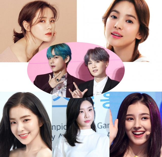 ▲ 손예진, 송혜교, 방탄소년단, 아이린, 걸스데이 소진(연합뉴스), 모모랜드 낸시(연합뉴스). 디지털국