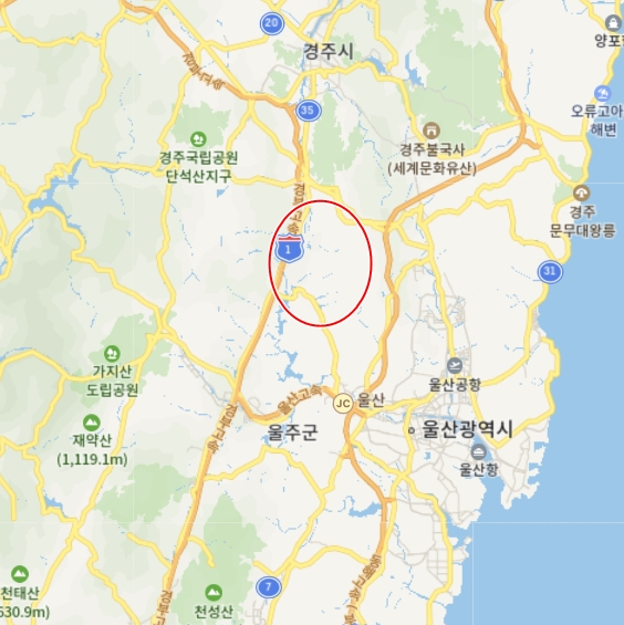 울산시 울주군 두동면 위치. 네이버 지도