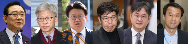 하명수사·선거개입 의혹을 수사하는 검찰이 29일 송철호 울산시장(왼쪽부터)과 송병기 전 울산시 경제부시장, 황운하 전 울산지방경찰청장, 백원우 전 청와대 민정비서관, 박형철 전 반부패비서관, 한병도(53) 전 청와대 정무수석 등 13명을 재판에 넘겼다. 서울중앙지검 공공수사2부는 이날 송 시장 등을 불구속 기소하고 나머지 관련자에 대해서도 순차적으로 수사를 마무리하겠다고 밝혔다. 연합뉴스