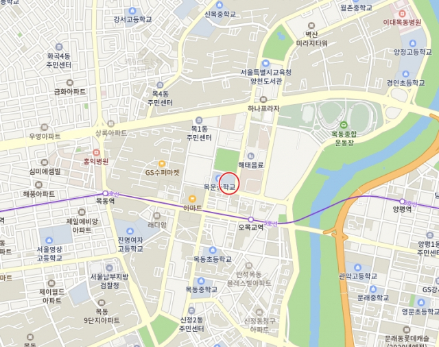 서울 목운초등학교 위치. 네이버 지도