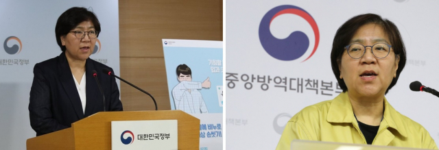 메르스(왼쪽)와 신종코로나 등 전염병 사태때마다 국민들 앞에 서온 정은경 질병관리본부장. 연합뉴스