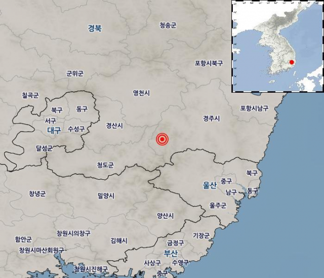 지진 발생 위치. 기상청 제공