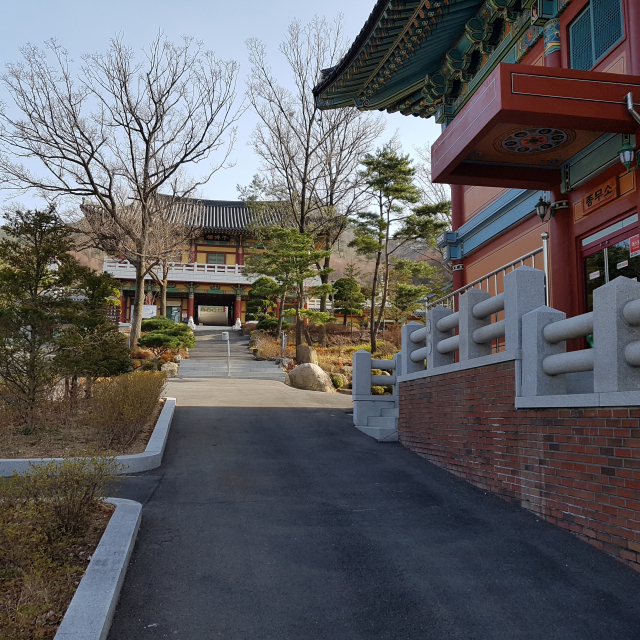 주말이면 700~1천대의 차량으로 북적이던 팔공산 도림사의 주차장이 지난 22일 오후에는 코로나19(우한폐렴) 확산에 따라 인적이 끊기면서 사찰과 종무소 직원 차량만 썰렁하게 주차되어 있다. (다른 사진은 시민의 발길이 끊긴 도림사의 모습) 석민 선임기자