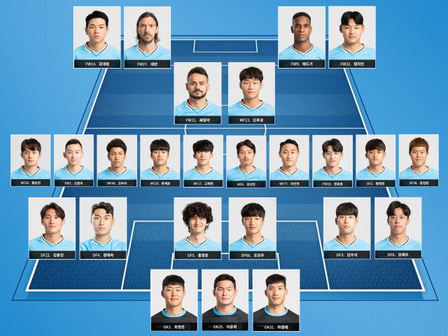 대구FC는 골키퍼 3명, 수비수 6명, 미드필더 10명, 공격수 6명 등 25명으로 1군 멤버를 구성했다. 대구FC 제공