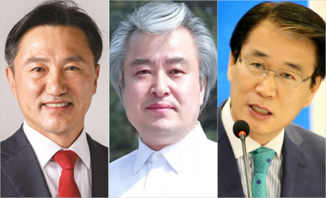 (왼쪽부터)권택기 예비후보, 김명호 예비후보, 권오을 예비후보