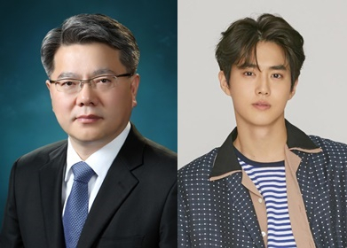 김용하 교수(왼쪽)과 엑소 멤버 수호