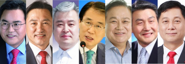 (왼쪽부터)이상길, 권택기, 김명호, 권오을, 김순견, 박승호, 김현기. 매일신문DB