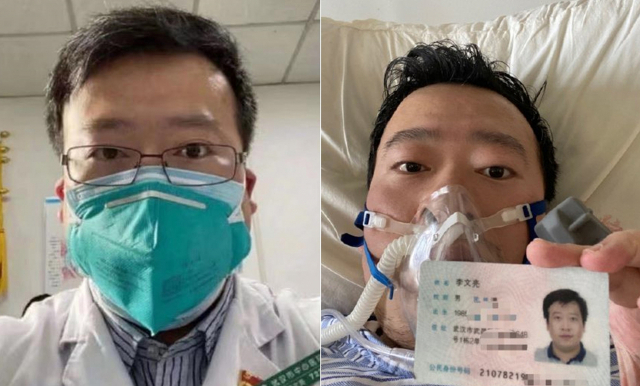 신종 코로나바이러스 확진 환자의 존재를 세상에 처음 알린 중국 우한시 중심병원의 의사 리원량 씨. 환자를 돌보다가 신종 코로나바이러스 감염증에 걸려 투병 중이던 그는 지난 6일 숨졌다. [리원량 웨이보 캡처. 재판매 및 DB 금지] 연합뉴스