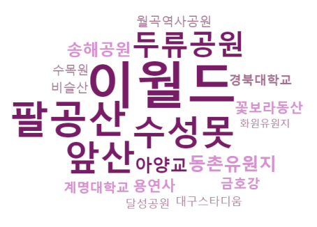 [빅데이터로 본 대구경북] 대구 벚꽃 명소 워드클라우드. 더아이엠씨 제공