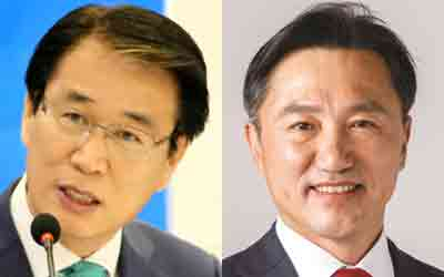 (왼쪽부터) 권오을, 권택기 후보