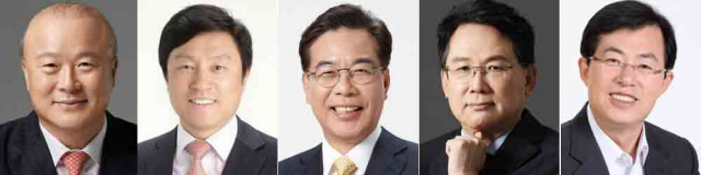(왼쪽부터) 김희국, 박형수, 송언석, 윤두현, 이만희 후보
