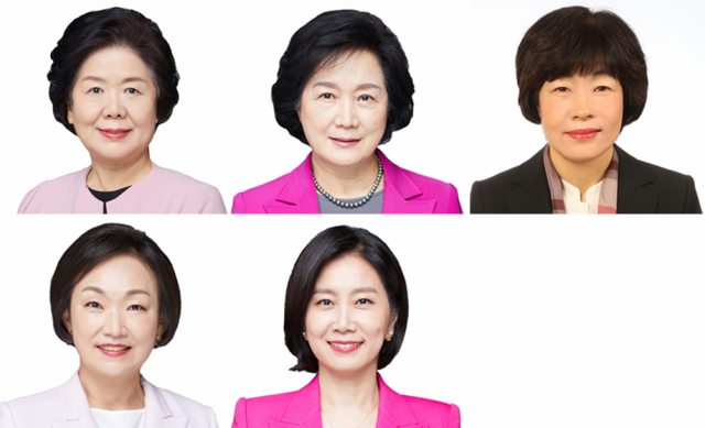 (왼쪽 상단부터)서정숙, 조명희, 최연숙 (왼쪽 하단부터)한무경, 허은아 당선인. 가나다순.