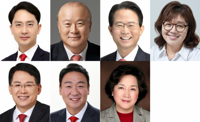 (왼쪽 상단부터) 경북대 출신 21대 총선 당선인 김병욱, 김희국, 류성걸, 양금희 (왼쪽 하단부터) 윤두현, 정희용, 조명희 당선인. 가나다순.