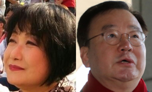 지역 혐오 발언으로 논란이 된 김정란 시인(왼쪽)과 김 시인의 발언을 비판한 강효상 통합당 의원.