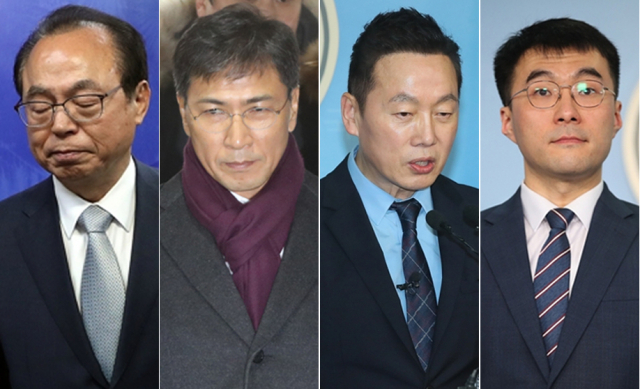통합당이 논평을 통해 성추문을 일으킨 민주당 전·현직 정치인들에 대해 비난했다. 왼쪽부터 오거돈, 안희정, 정봉주, 김남국.