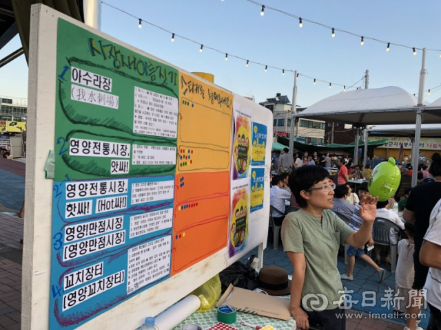영양군은 도시재생 뉴딜사업을 통해 행복한 마을 만들기에 나서고 있다. 사진은 주민들이 직접 도시재생 사업에 참여하는 주민공모사업 시장 새이름짓기 모습. 영양군 제공