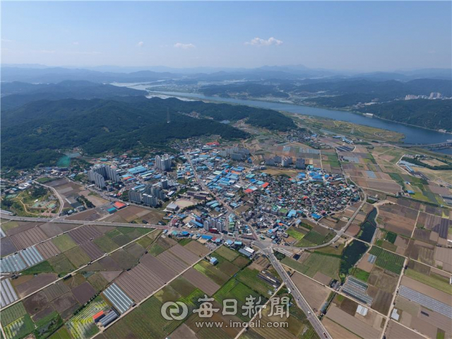 경북개발공사가 올해 신규 도시개발 사업지로 검토하고 있는 경북 고령군 다산면을 하늘에서 내려다 본 모습. 경북개발공사 제공