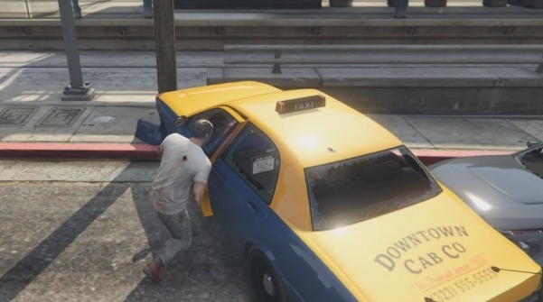 게임 GTA5 속 택시를 훔치는 장면. 자료사진. GTA5 화면 캡처