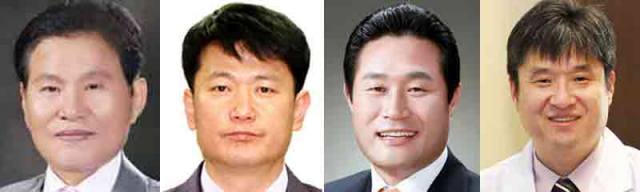 (사진 왼쪽부터) 황기철 전 대구시유도회장, 신철범 전 대구시펜싱협회장, 권오섭 전 남구생활체육회장, 백승희 대구시테니스협회장.