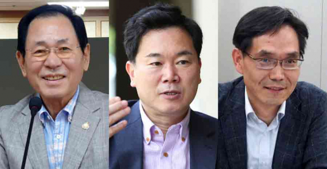 (왼쪽부터) 최백영 대구시 지방분권協 의장, 김승수 미래통합당 국회의원, 박관규 시도지사協 정책연구실장