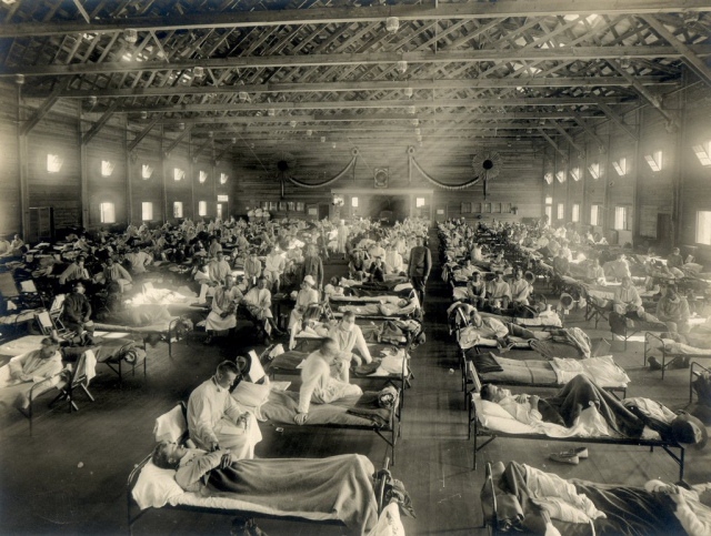 스페인 독감이 유행했던 1918년 군 병원 모습. 사이언스북스 제공