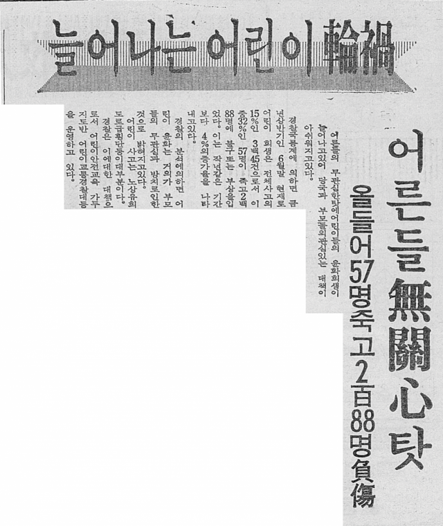1970년 7월 17일자 매일신문 8면에 실린 어린이 교통사고 관련 기사. 매일신문 DB