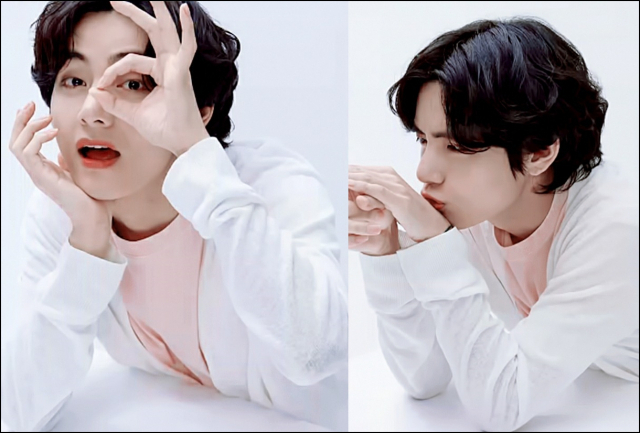 사진. 롯데 칠성 공식 유튜브 채널 메이킹영상 캡처. 방탄소년단 뷔