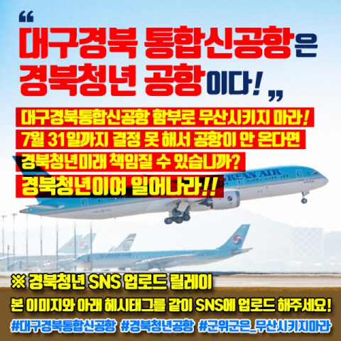 대구경북 통합신공항 건설 염원을 담은 경북청년 소셜미디어(SNS) 릴레이 이미지. 페이스북 캡쳐