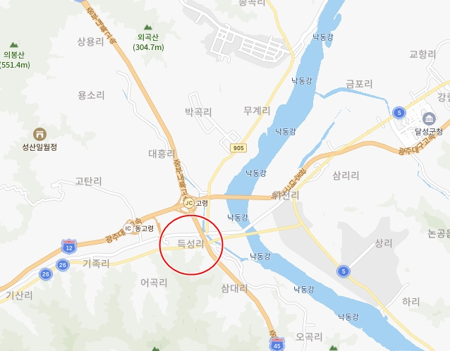 경북 고령군 성산면 득성리 위치. 네이버 지도