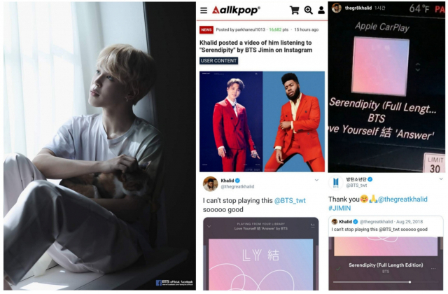 사진. 방탄소년단 지민, 올케이팝(Allkpop), 칼리드 SNS