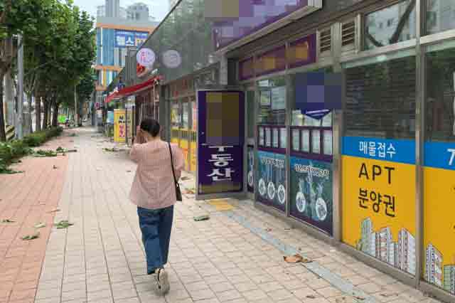 임대차 3법 가운데 전월세 상한제, 계약갱신청구권이 지난달 말부터 시행되면서 전세가 매물이 희귀해지고, 신규계약 시 임대료가 폭등하는 등 부작용이 나타나고 있다. 3일 대구 수성구 범어동 한 아파트단지 앞에 늘어선 부동산 공인중개사무소 모습. 김윤기 기자