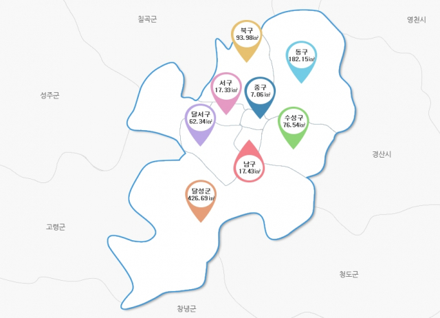 대구 지도. 대구시