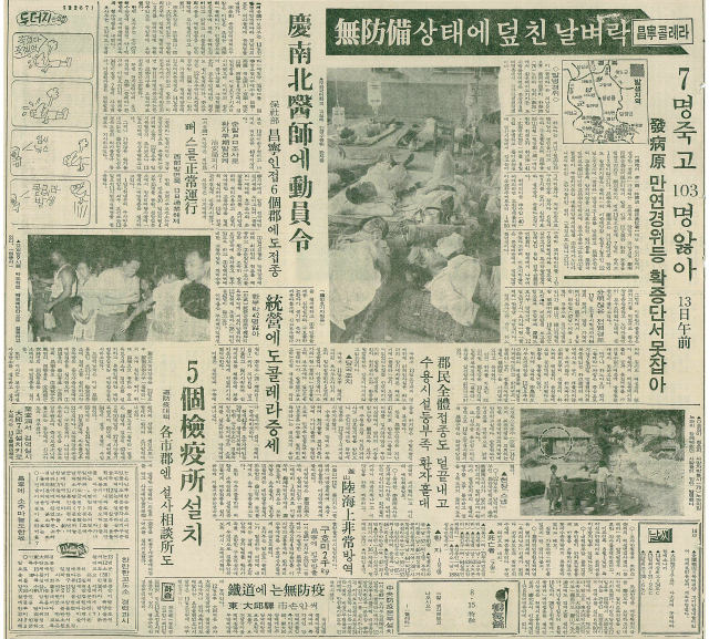 1970년 8월 14일 7면은 콜레라 관련 기사들로 꽉 채워져 있다. 매일신문 DB