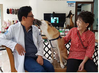 개가 누군가를 핥아 준다는 것은 그 사람을 신뢰한다는 의미이다. 어미의 보호를 받던 유아기 때 각인된 가장 친근한 표현 방법이다. 이러한 애정 표현을 가족들이 행복하게 누리기 위해서는 반려견의 치아 건강관리가 무엇보다 중요하다. 탑스동물메디컬센터