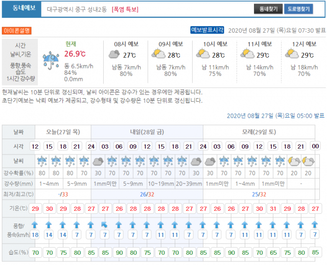 기상청 날씨누리 캡쳐