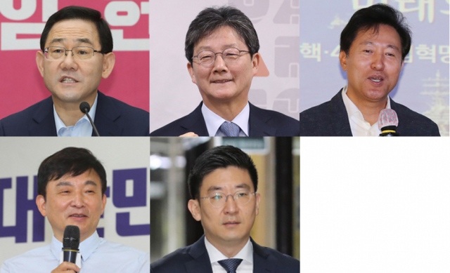 (왼쪽 위부터)국민의힘 주호영 원내대표, 유승민 전 국회의원, 오세훈 전 서울시장, (왼쪽 아래부터)원희룡 제주도지사, 김세연 전 국회의원.