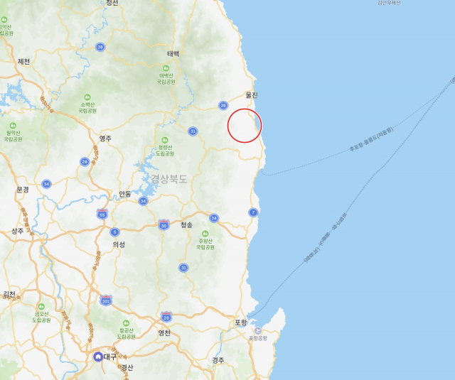 경북 울진군 매화면 위치. 네이버 지도