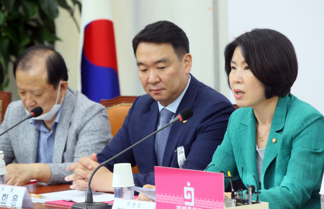미래통합당 김미애 저출생대책위원장이 지난 1일 국회에서 열린 저출생대책특별위원회의에서 발언하고 있다. 연합뉴스