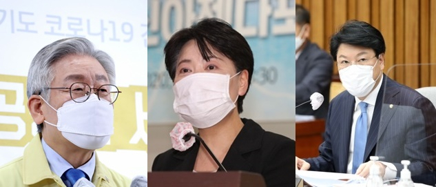 이재명 경기도지사와 윤희숙 국민의힘 의원, 장제원 국민의힘 의원. 연합뉴스