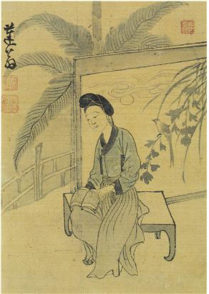 비단에 수묵담채, 20×14.3㎝, 서울대학교박물관 소장