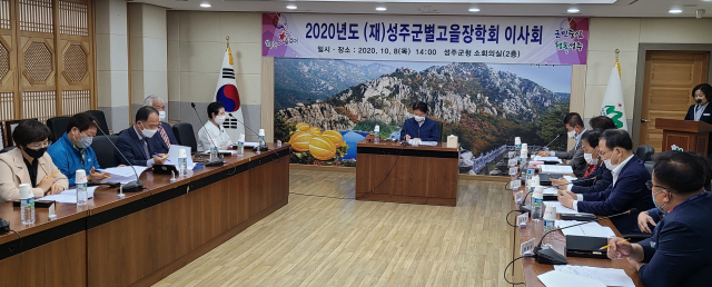 이병환 (재)성주군별고을장학회 이사장이 2020년도 이사회에서 모두발언을 하고 있다. 성주군 제공