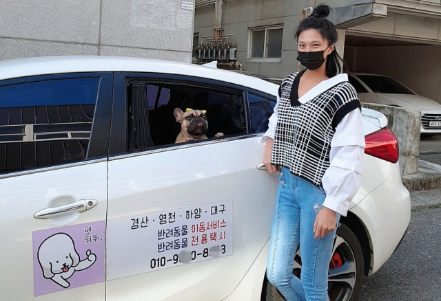 펫 택시를 운영중인 김보람 씨가 동물손님을 태우고 운행 준비를 하고 있다. 독자제공