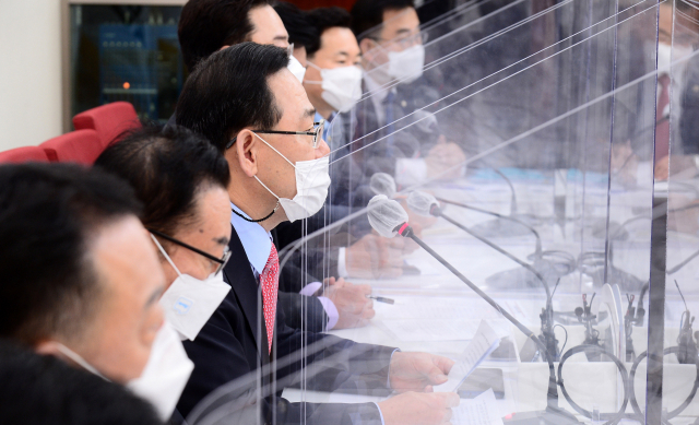 국민의힘 주호영 원내대표가 20일 오전 서울 여의도 국회에서 열린 원내대표단회의에서 발언하고 있다. 연합뉴스
