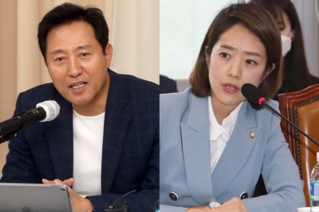 오세훈 전 서울시장, 더불어민주당 고민정 의원. 연합뉴스